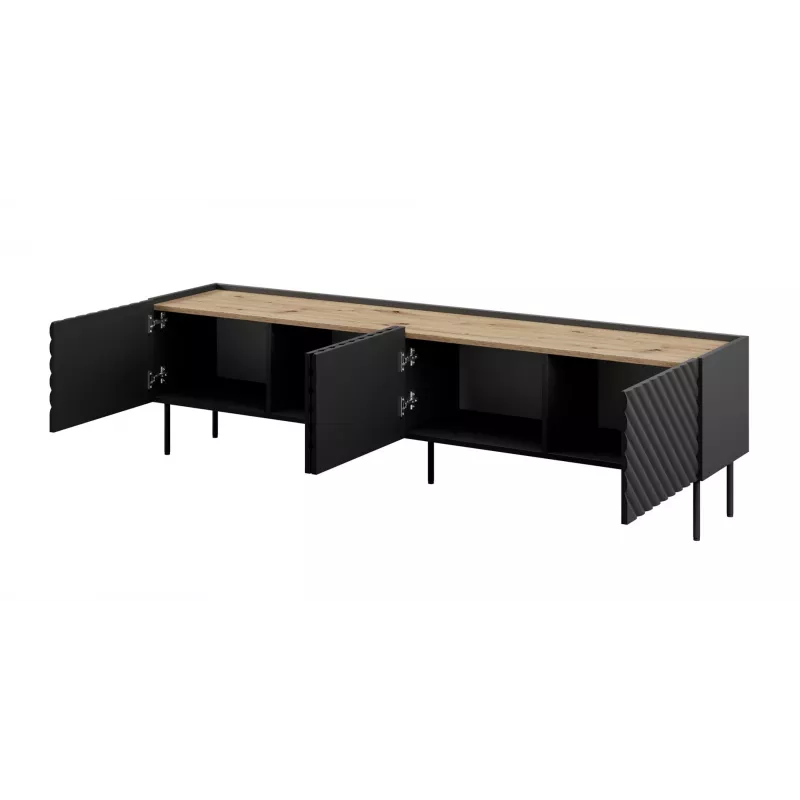 4D ONDA -TV-taso 200x40x35-54 musta (seisova tai seinäkiinnitteinen)