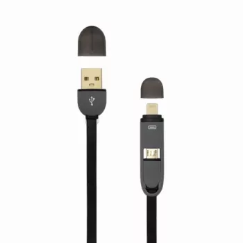 USB-A-pistoke - Micro-USB + 8-pin iPhone -pistoke kaapeli SBOX 1 m musta