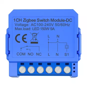 1-kanavainen ZigBee-kytkinmoduuli Avatto ZWSM16-DC32V-1, jännitteetön kosketin, DC 32V