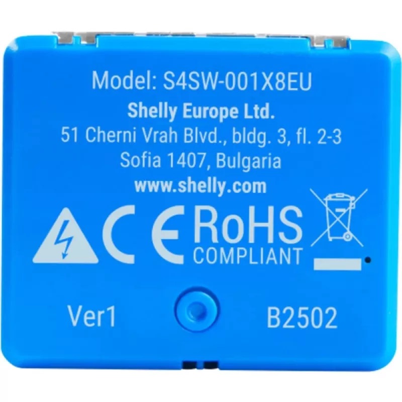 Kompakti älyrelemoduuli Shelly 1 Mini Gen4, 1P 8A, Wi‑Fi/Matter/Zigbee/Bluetooth, 110–240 V (2 kpl)