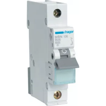 Hager MBN106. AC-tulotaajuus: 50/60 Hz, nimellislähtövirta: 6 A (MBN106)