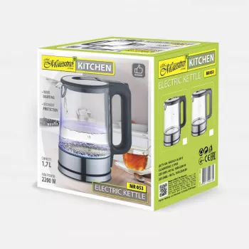Vedenkeitin Maestro MR-053 1,7 l 2200 W lasirunko musta vesimäärän ilmaisimella
