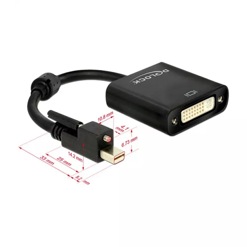 Videokaapeliadapteri DeLOCK 62639 Mini DisplayPort - DVI-I 0,25 m musta