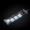 USB-keskitin Aukey CB-H36 — 4-porttinen USB 3.2 Gen 1 Type-A, isäntä USB 2.0, 5 000 Mbit/s, alumiini hopea