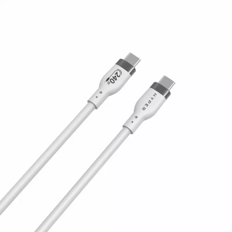 HYPER HyperJuice 240W silikoni USB-C - USB-C-kaapeli (0,9 m/1 m) - valkoinen