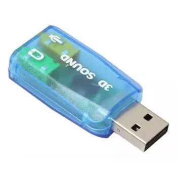 USB-ulkoinen äänikortti Gembird Virtus2 — USB-liitäntä, 3,5 mm kuulokkeet, sininen läpinäkyvä