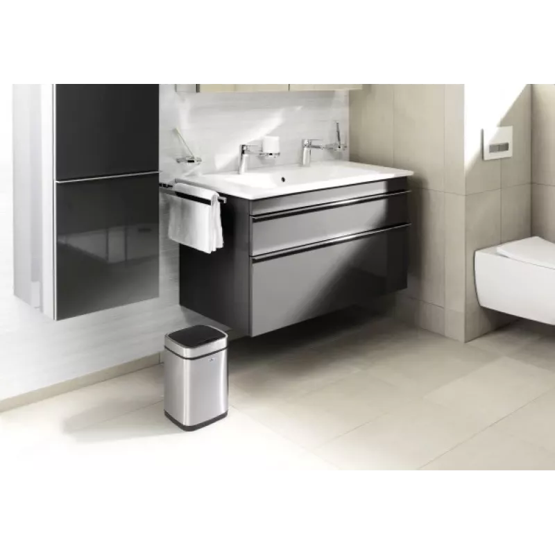 Roskakori Durable NO TOUCH 6L suorakaiteen muotoinen ruostumaton teräs hopea musta