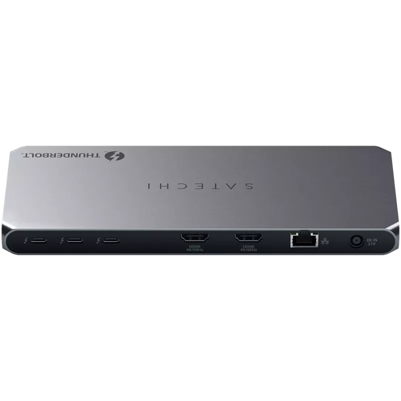 Satechi Thunderbolt 4 Dock ST-DT4MDM-EU — Thunderbolt 4 -telakka, 2× HDMI 2.0, 2× USB-A 3.2