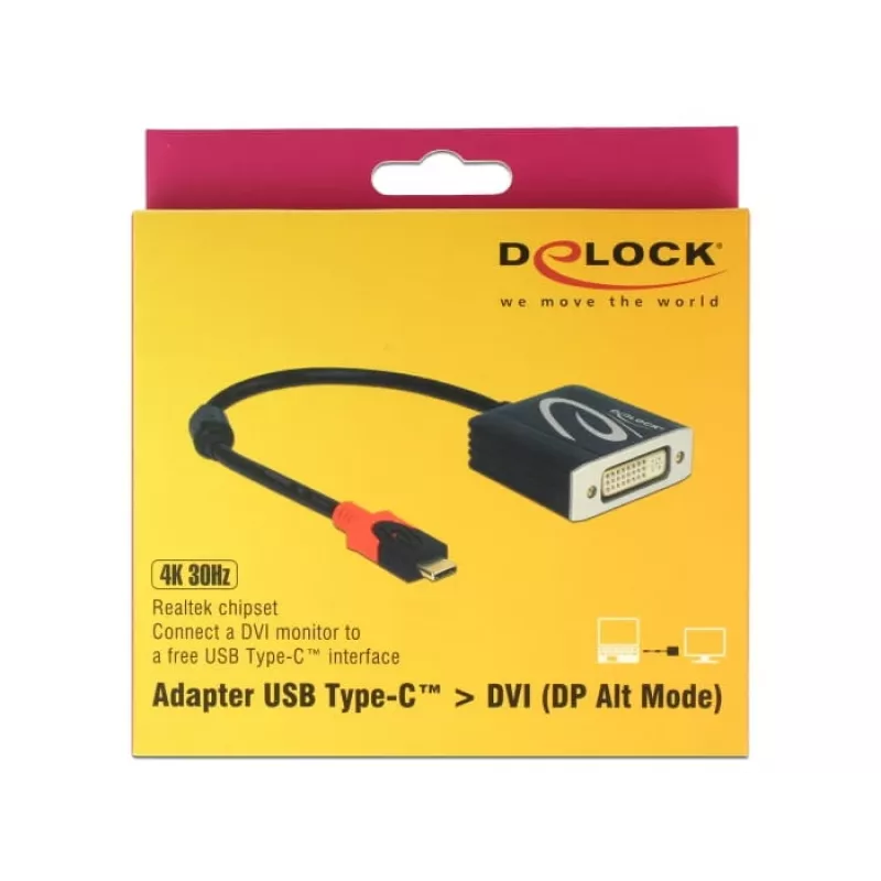 DeLOCK 61213 videokaapeliadapteri USB Type-C - DVI 0,2 m musta