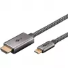 USB-punottu adapterikaapeli, USB-C-uros > HDMI-uros, 4K / 60 Hz (musta/hopea, 2 metriä)