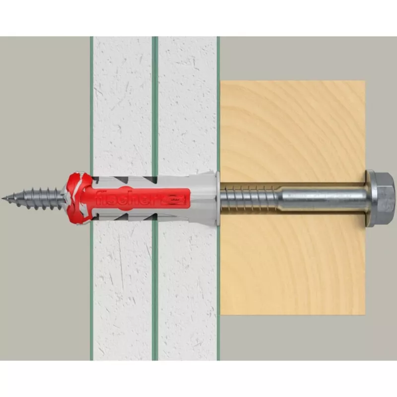 fischer tappi DUOPOWER 10x50 BigBox vaaleanharmaa/punainen 210 kpl uudelleensuljettava (570550)