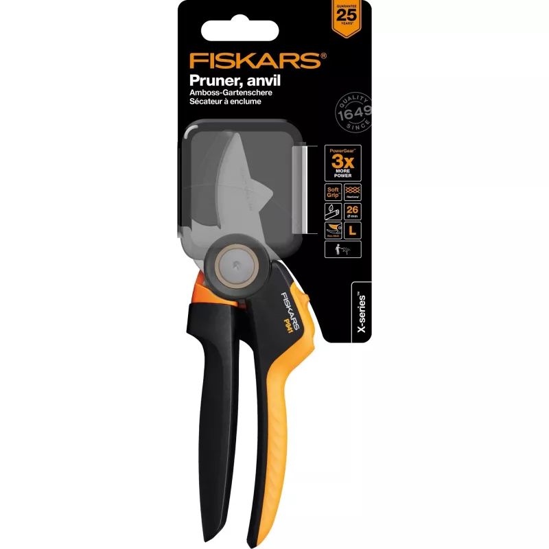 Fiskars X-Series P941 puutarhasakset alasin musta, oranssi