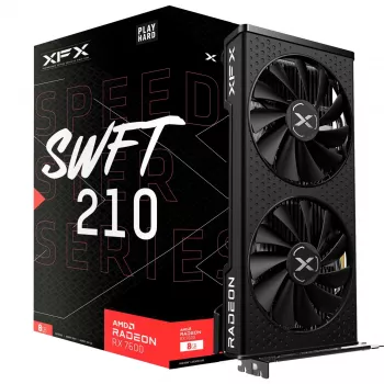 Näytönohjain XFX Radeon RX 7600 — 8 GB GDDR6, PCIe 4.0, 128-bittinen, 2x DisplayPort 2.1, HDMI 2.1, 2 tuuletinta