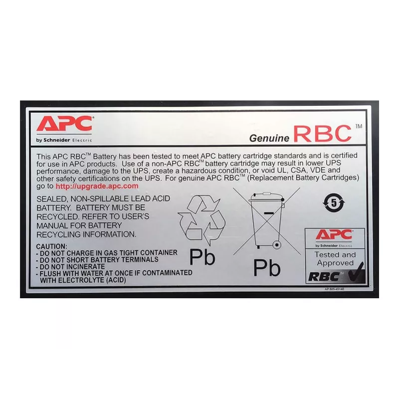 APC akunvaihtokasetti APCRBC110 (OEM), sinetöity lyijyakku (VRLA), 1 kpl, 84 VAh, musta, RoHS, 2,5 kg