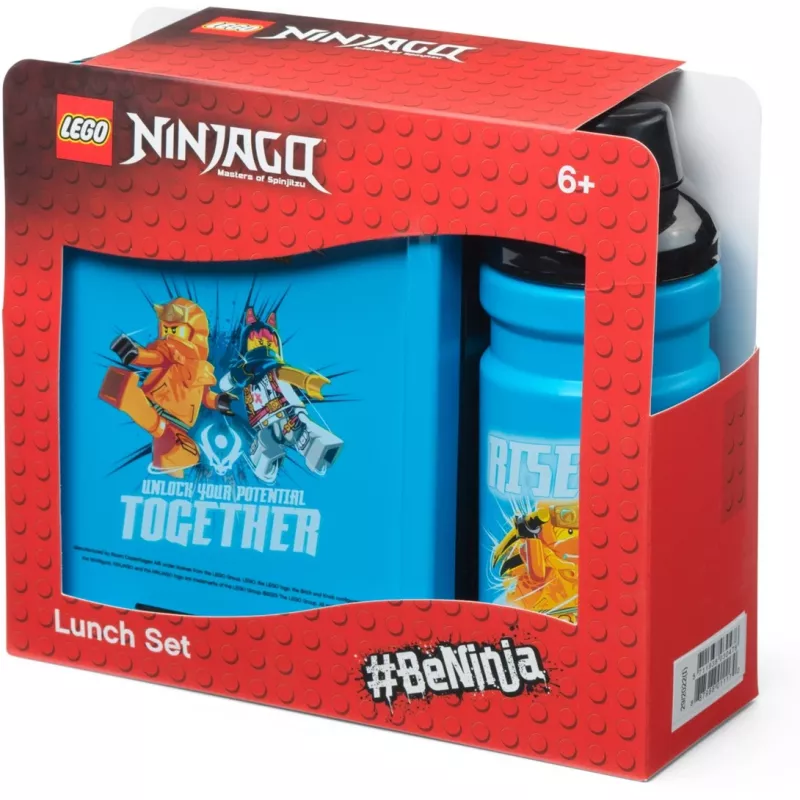 Room Copenhagen LEGO Ninjago Classic eväsrasiasetti juomapullolla, sininen/musta, 2-osainen