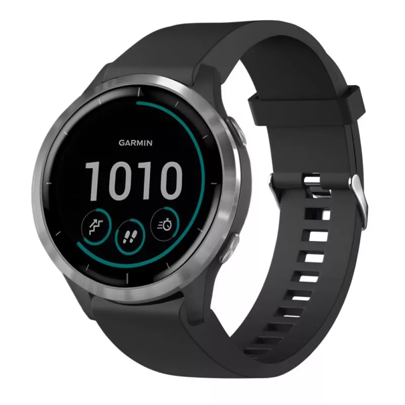 Silikoniranneke FIXED Garmin QuickFit 20 mm -kelloon, musta