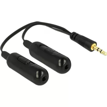 DeLOCK - äänenjakaja - 30 AWG - Mini-Phone stereo 3,5 mm (uros) - Mini-Phone stereo 3,5 mm (naaras) - 19 cm - musta (65683)