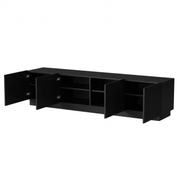 TV-taso cama meble LIVERTI 2000x420x480 mm, musta lastulevykansi, musta kehys
