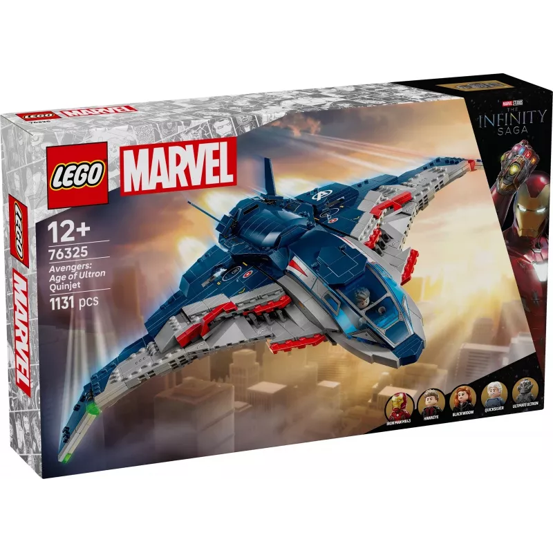 LEGO Marvel Super Heroes 76325 Avengers: Age of Ultron Quinjet rakennussarja, 1131 osaa, 5 minihahmoa, 12+