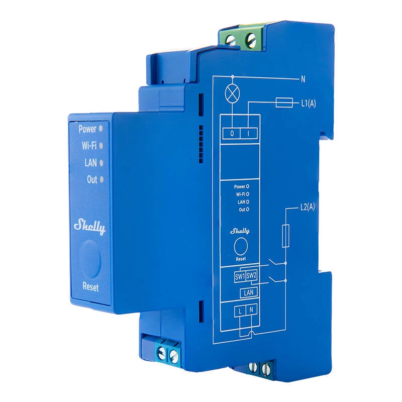 Puolijohderele Shelly Pro 1 Blue 16A 110-240V Wi-Fi