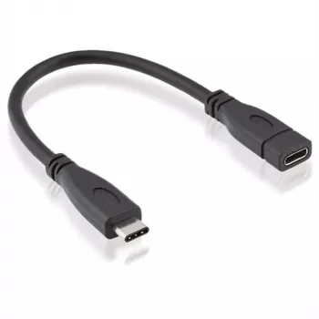Roline - USB-jatkokaapeli - USB-C (M) - USB-C (W) - USB 3.1 - 15 cm - musta