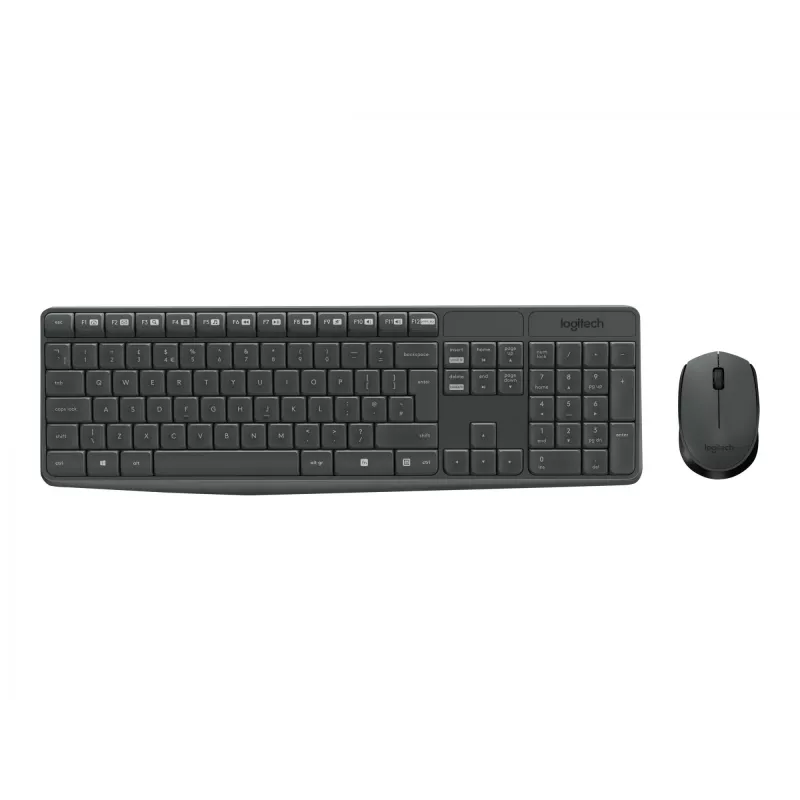 Logitech MK235 langaton näppäimistö ja hiiri yhdistelmä täysikokoinen harmaa