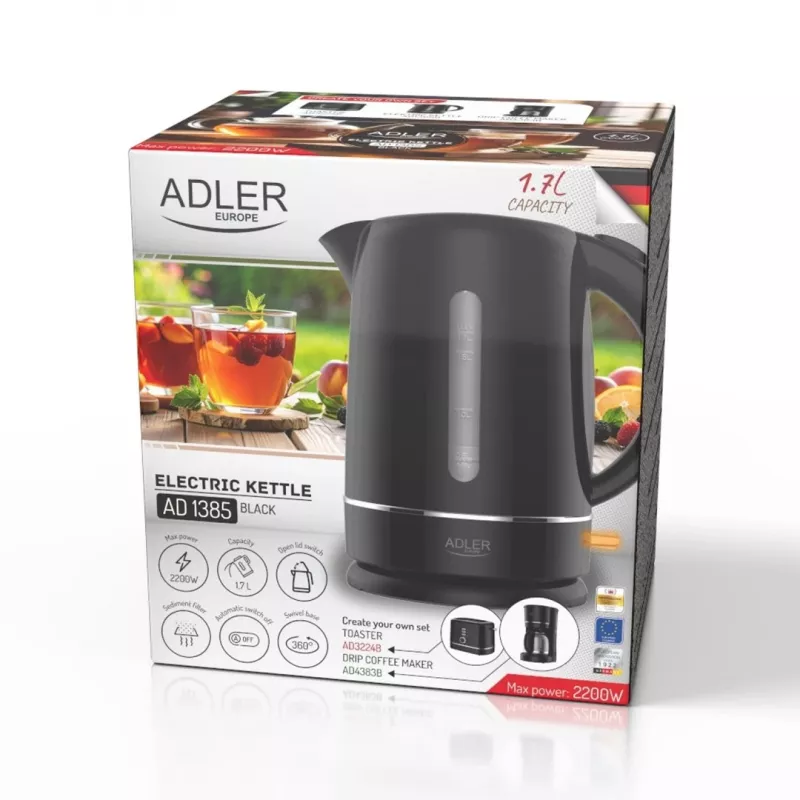 Adler 1385B mustavalkoinen vedenkeitin