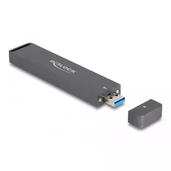 Delock - muistikotelo - ulkoinen kotelo M.2 NVME PCIe SSD- tai SATA SSD -asemalle USB 10 Gbps Type-A -liittimellä - M.2 - M.2 NVMe Card / SATA 6Gb/s - USB