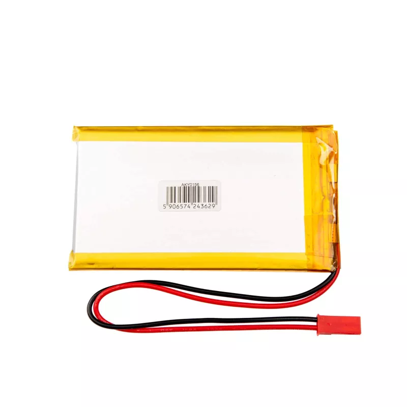 Akyga AKY0156 LP475085 Li-Po-akku 3,7 V 2500 mAh, PCM, JST 2,54 2-napainen, 150 mm