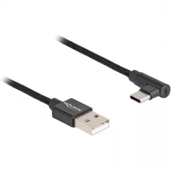 DeLOCK USB 2.0 -kaapeli Type-A-uros USB Type-C-urokseen kulmaliitin 2 m musta