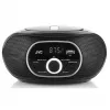 Kannettava CD-soitin JVC RD‑E221B — musta, CD/MP3, kasettidekki, USB-toisto, UKW-radio, AUX, paristo-/verkkovirta
