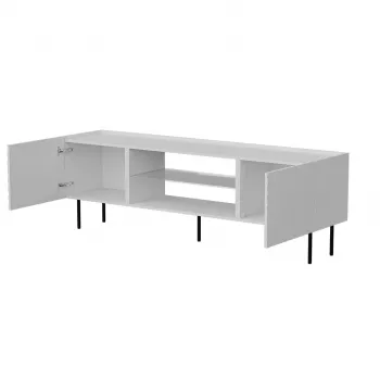 TV-taso cama meble LUCCA 180x40x59 cm — valkoinen lastulevykansi, valkoinen runko