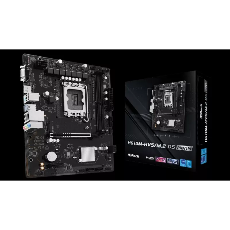 Emolevy ASRock H610M-HVS/M.2 D5 GEN5 – LGA1700, DDR5, PCIe 5.0, mATX
