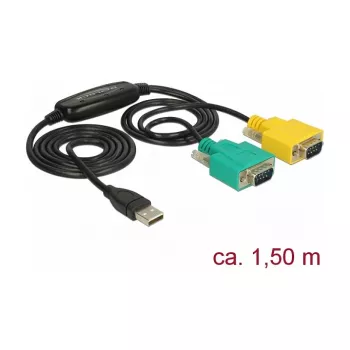Sarjakaapeli DeLOCK 63466 USB Type-A DB-9 1,5 m musta vihreä keltainen