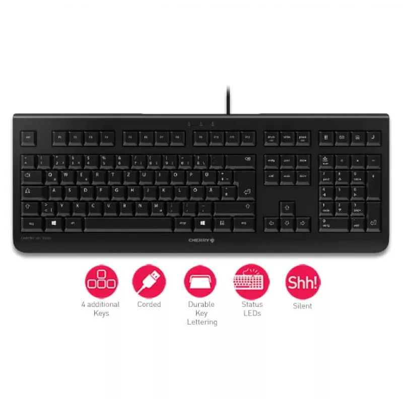 CHERRY KC 1000 näppäimistö Home USB sveitsiläinen layout musta