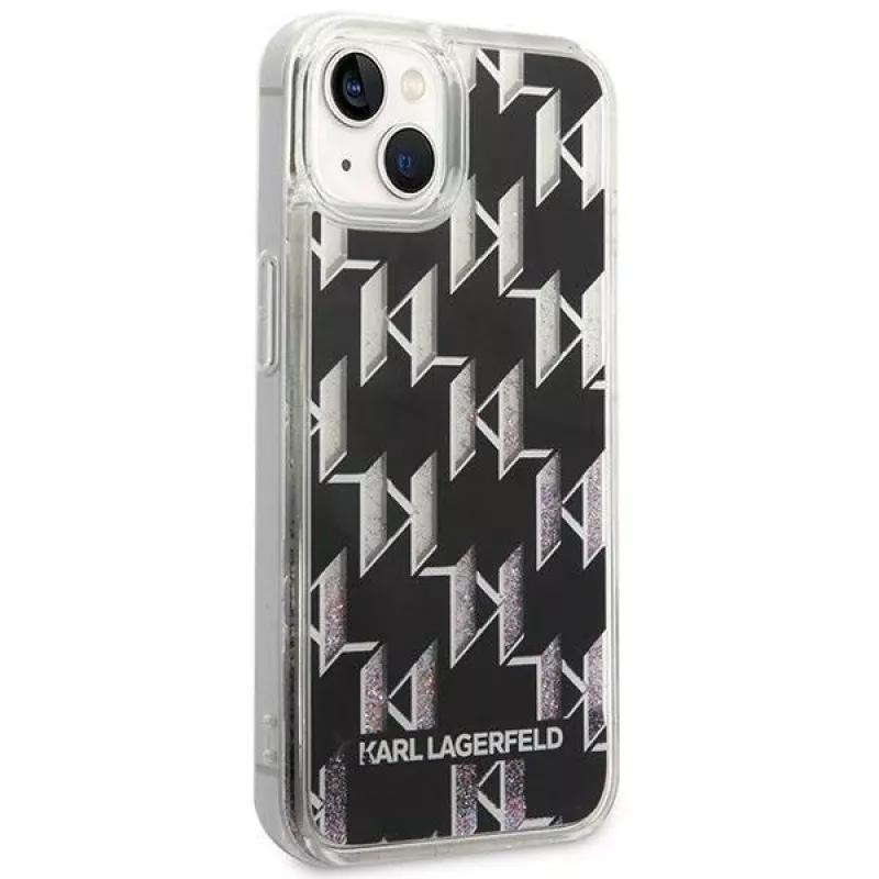 Karl Lagerfeld KLHCP14MLMNMK iPhone 14 Plus 6.7 kova kuori musta / musta Liquid Glitter Monogram