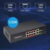 Ethernet-kytkin QOLTEC 52297 PoE RJ45 PoE-uplinkilla ja SFP-portilla