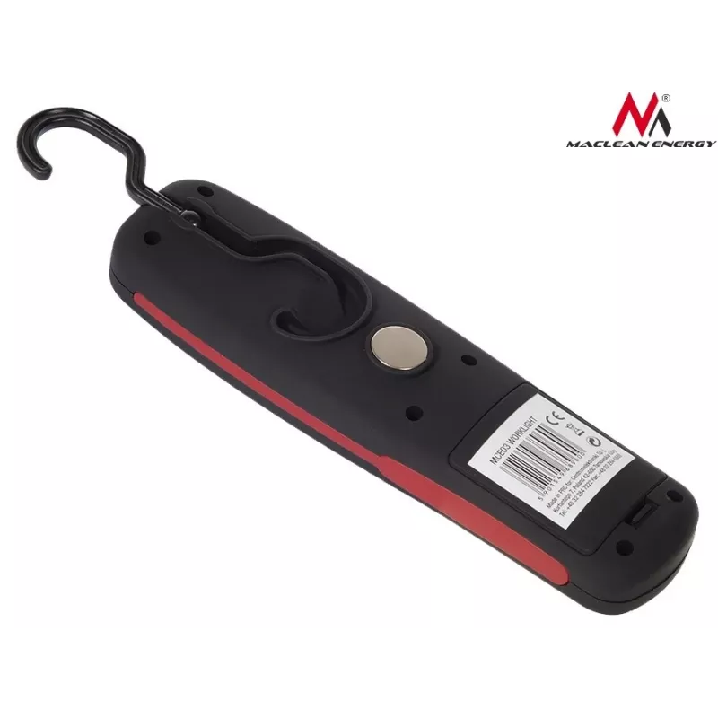 Työvalaisin MACLEAN MCE03 — 24 LEDiä, magneettijalka ja koukku, paristokäyttöinen (3×AAA)