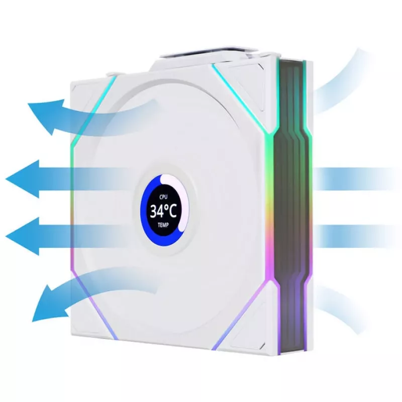 120 mm ARGB PWM Wireless LCD -kotelotuuletin Lian Li UNI FAN TL LCD-näytöllä