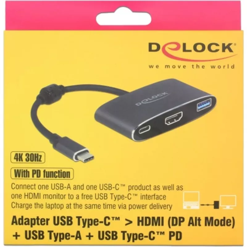 DeLOCK - ulkoinen videosovitin - VL101 - USB-C 3.1 - HDMI - harmaa - vähittäismyynti (62991)
