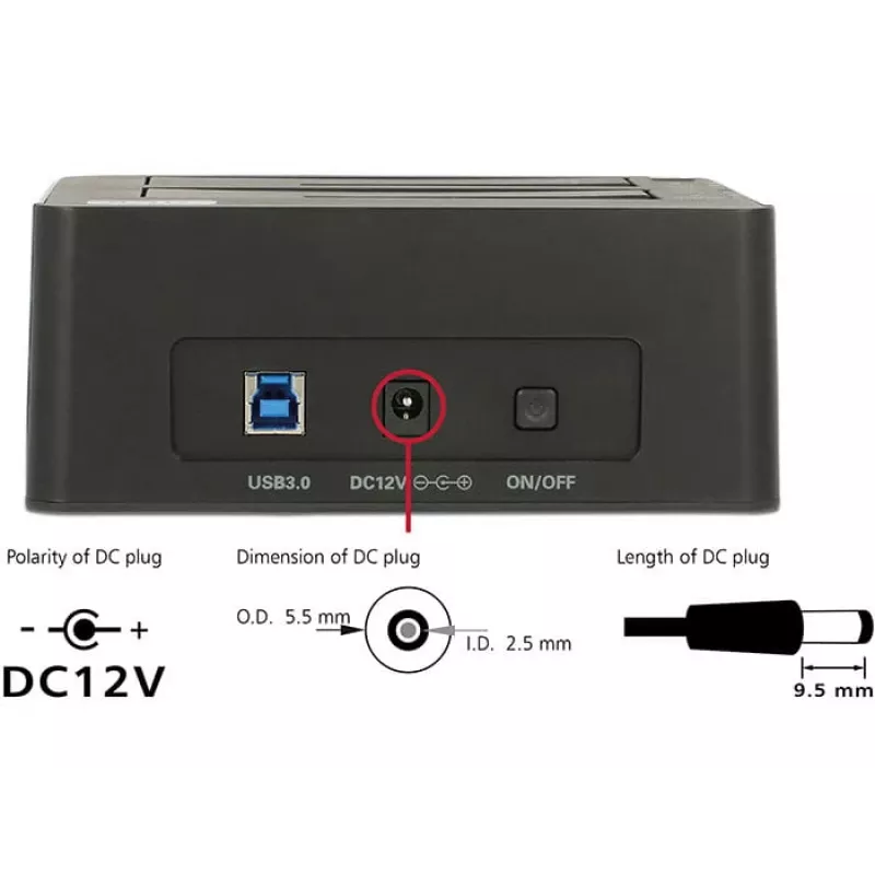 Delock USB 3.0 -telakointiasema 2x SATA HDD / SSD -asemalle klonaustoiminnolla