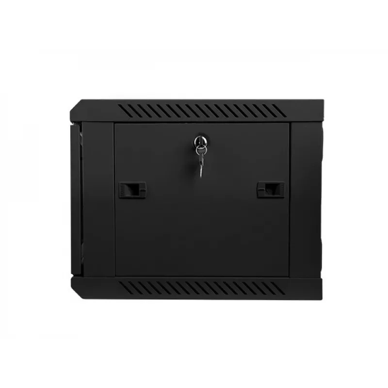 Lanberg WF01-6406-10B 19 tuuman seinäkiinnitteinen laitekaappi, 6U, 600x450x368 mm, lasiovi, 60 kg, musta