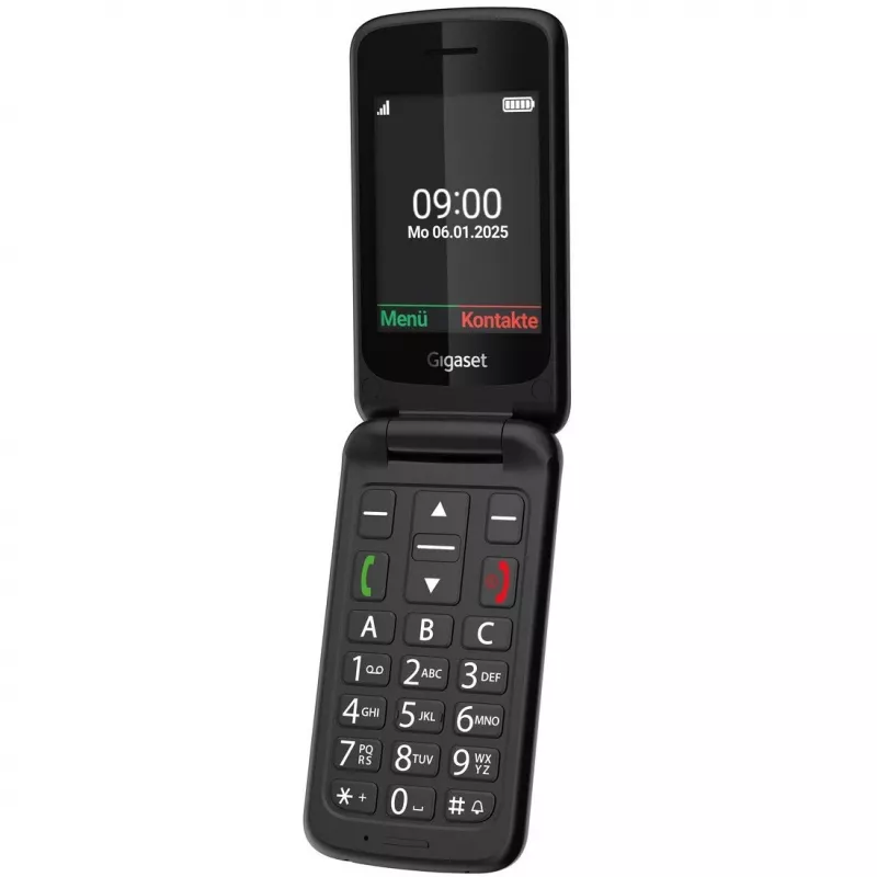 Gigaset GL595 senioripuhelin 7,11 cm (2,8 tuumaa) Dual SIM, SOS-painike, roisku- ja pölynkestävä, 32 Mt RAM, microSD-paikka, musta