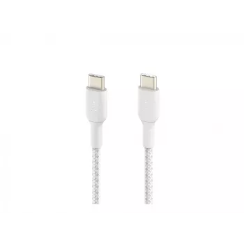 Kaapeli punottu USB-C - USB-C 1 m valkoinen