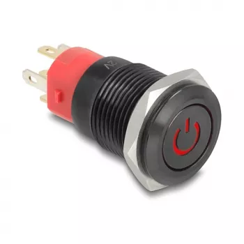 Painokytkin DELOCK 22013 16 mm 12 V musta