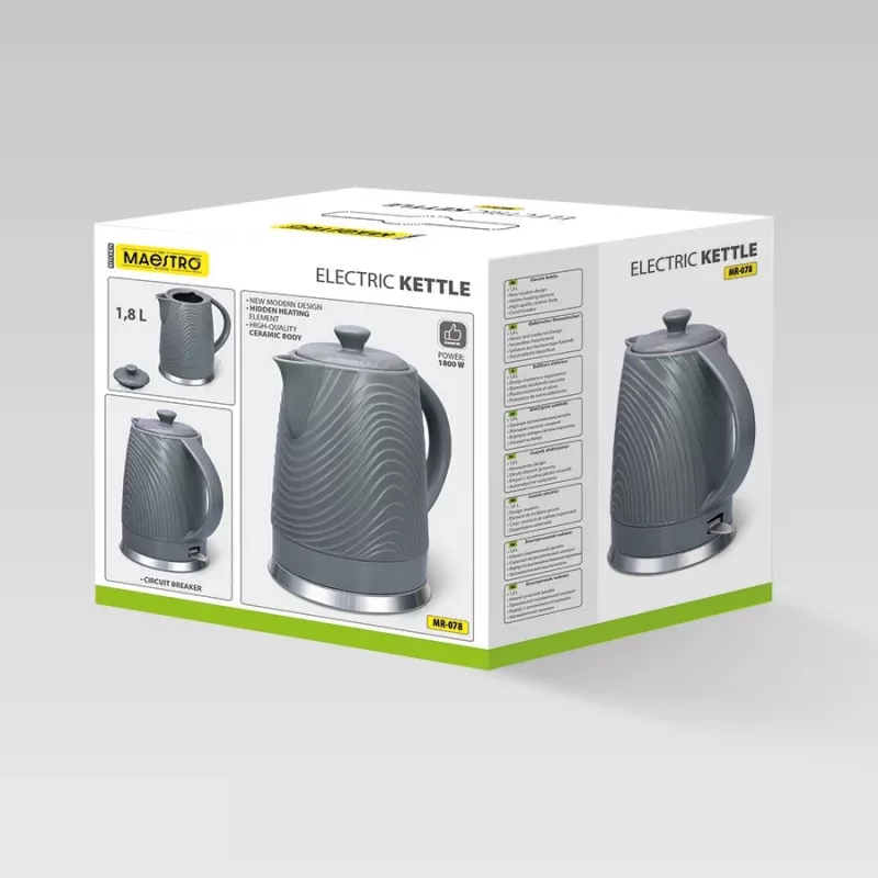 Vedenkeitin Maestro MR-078, 1,8 L tilavuus, harmaa