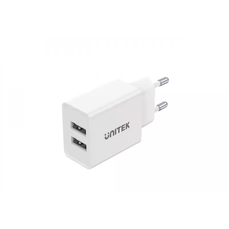 Unitek P1113A-EU - laturi 2X USB-A, 12W, valkoinen