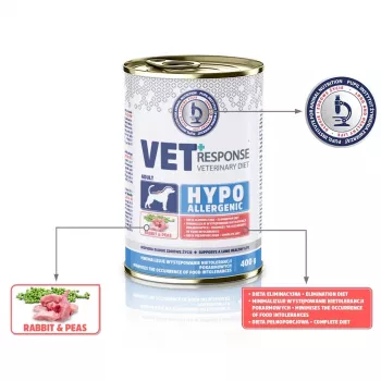 VET RESPONSE Hypoallergenic kanini - märkäruoka koirille - 400 g