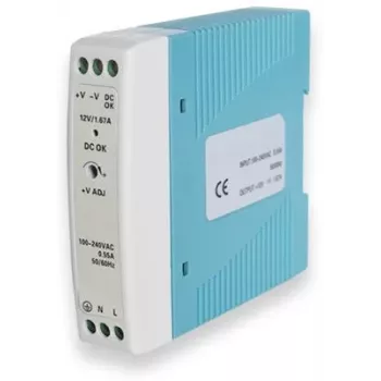 Virtalähde TELTONIKA PR3PDNP0, sisäkäyttöön 20 W, tulo 100–240 V, 50–60 Hz, kompakti 22,5×90×100 mm, sininen/valkoinen