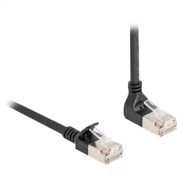 DeLOCK RJ45-verkkokaapeli Cat.6A S/FTP ohut 90° ylöspäin taivutettu 1 m musta